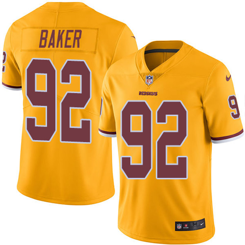 Men's Limited Chris Baker Nike Jersey Gold - #92 Rush NFL Washington Redskins